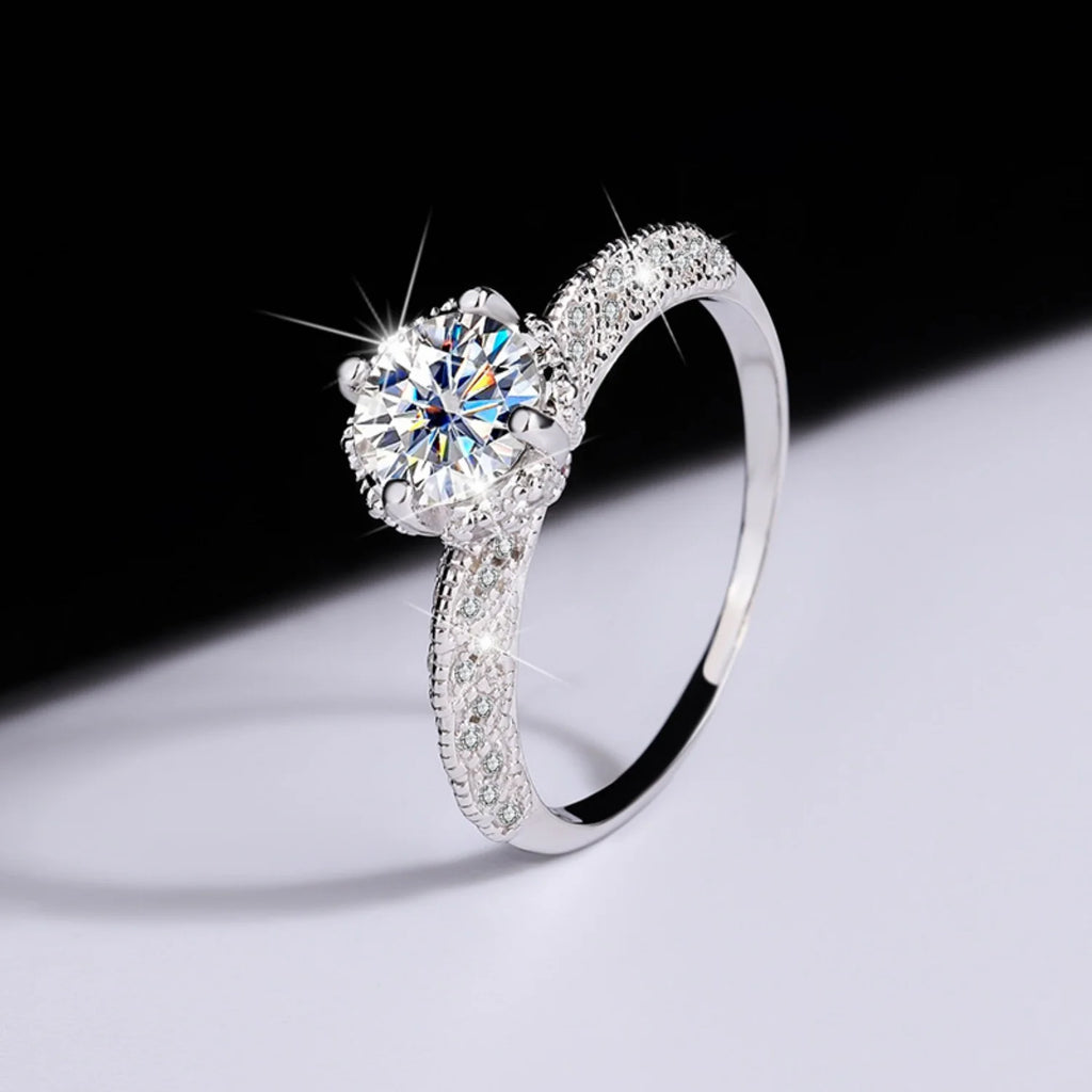1ct VVS1 Moissanite Engagement Ring S925 Sterling Silver D672606