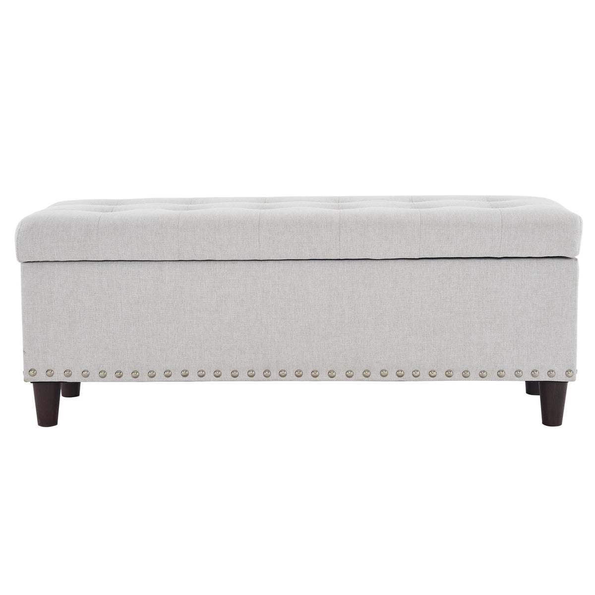 Off-White Linen Upholstered Storage Bench W2719