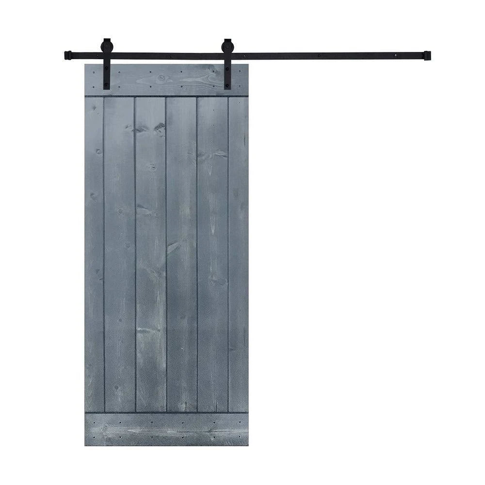 Gray Finish Barn Door with Hardware Kit J729839