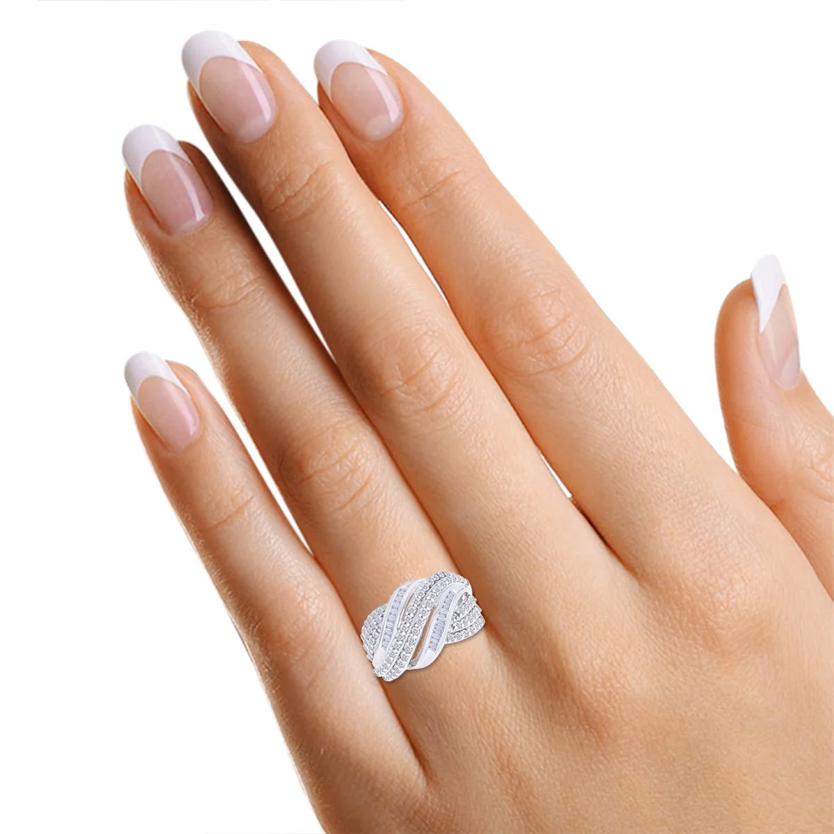14K Gold Over Sterling Silver Multi-Row Engagement Ring R69772