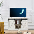 47 Inch White Farmhouse TV Stand with Sliding Barn Door R567722