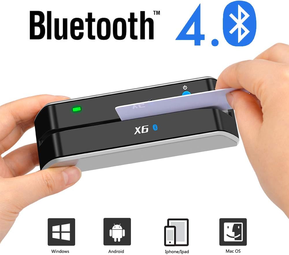 X6 Bluetooth Card Reader Writer USB 3 Tracks Swipe Encoder O62094