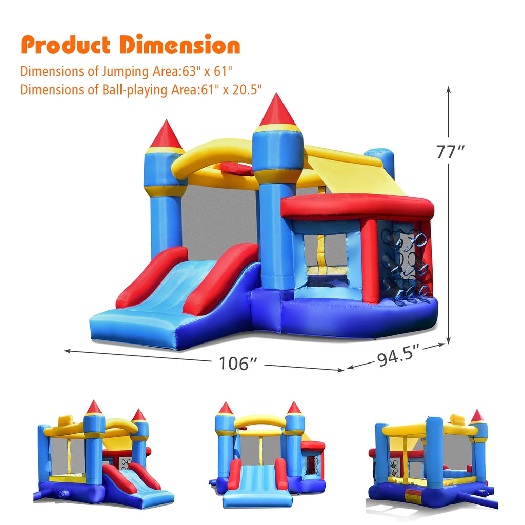 Inflatable Bounce House Castle Slide Bouncer with Basketball Hoop K201