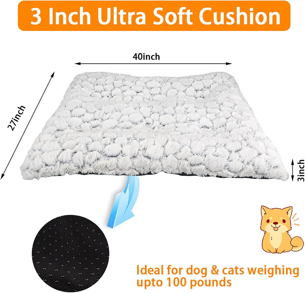 Ultra Soft Washable Anti-Slip Dog Crate Bed Pad 40inch White Pack of 2 I19733