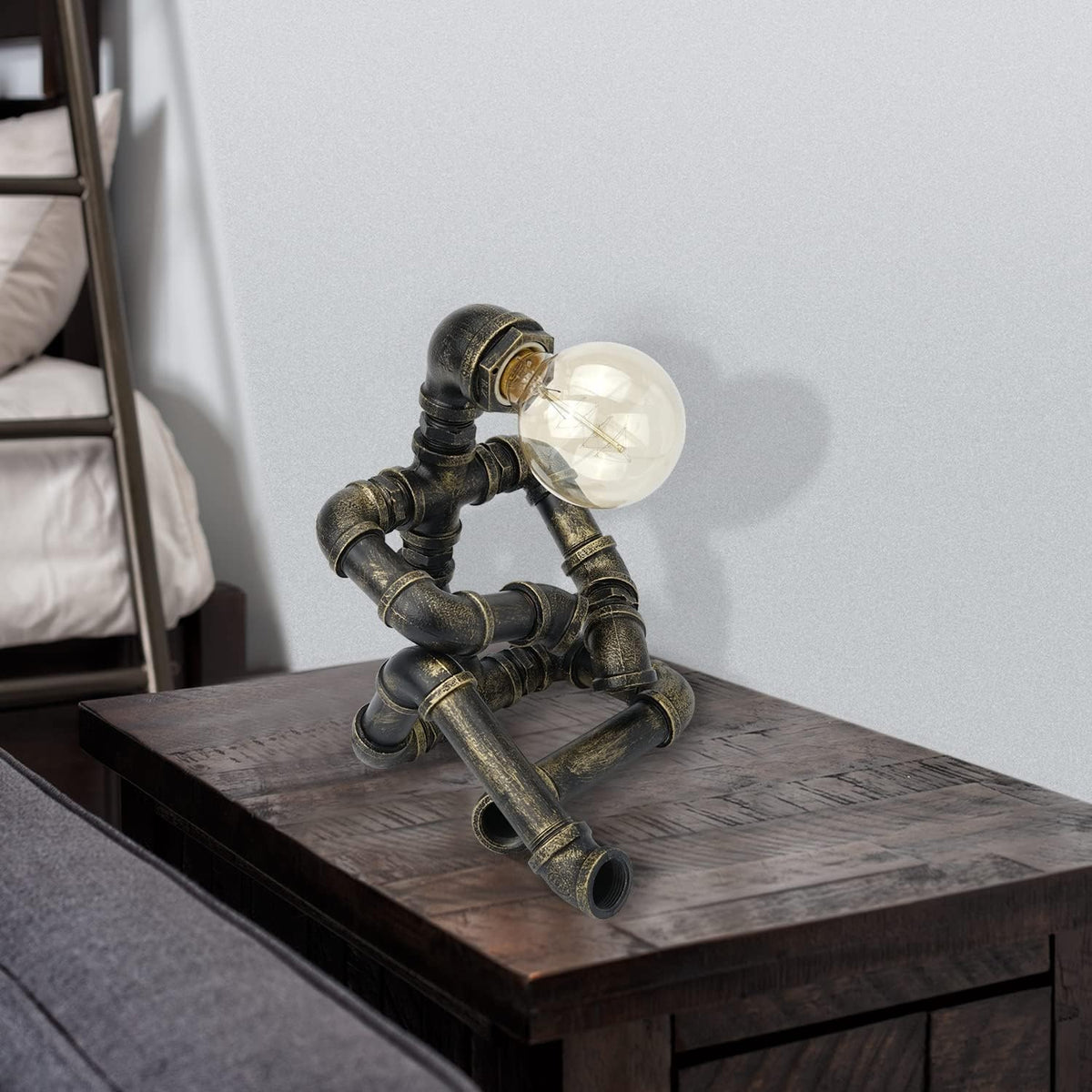 Bronze Iron Pipe Table Lamp with Button Switch U6013