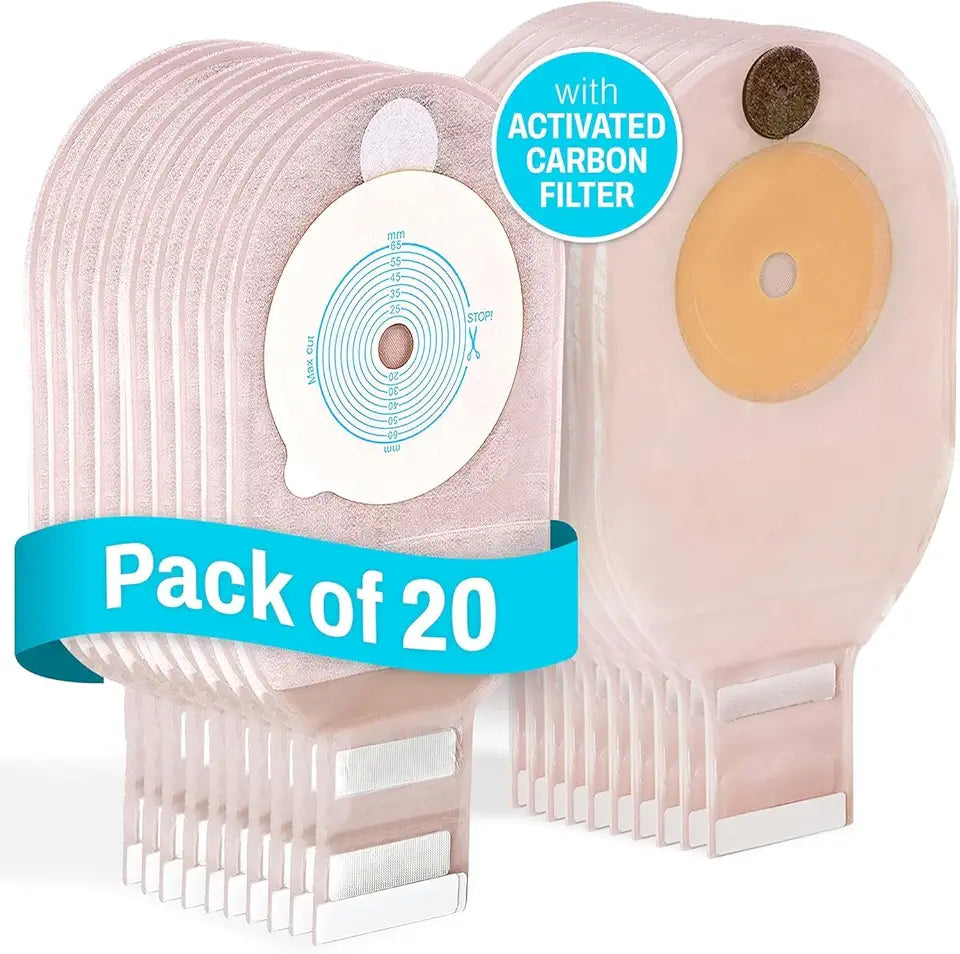 20 PCS One-Piece Drainable Ostomy Bags with Odor Barrier J335