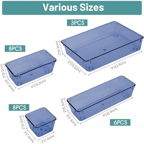 25 PCS Clear Plastic Drawer Organizer Set, 4 Sizes E225568