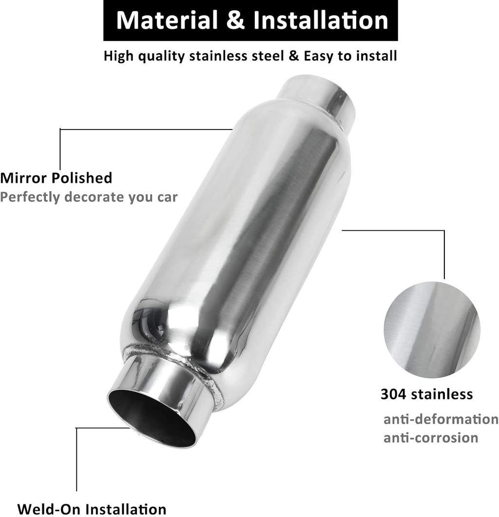 2.5 Inch Stainless Steel Weld-on Exhaust Muffler Pack of 2 Z999