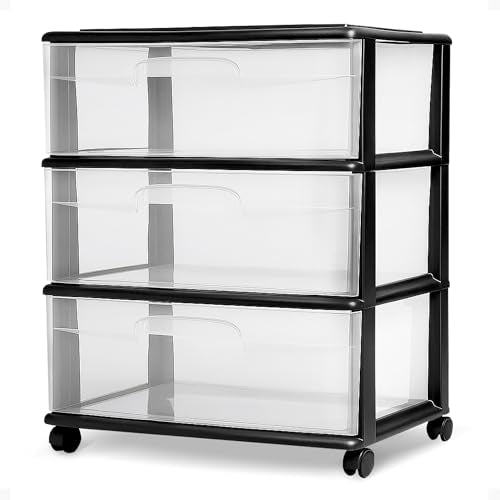 3-Tier Clear Plastic Storage Organizer Cart with Wheels S69418
