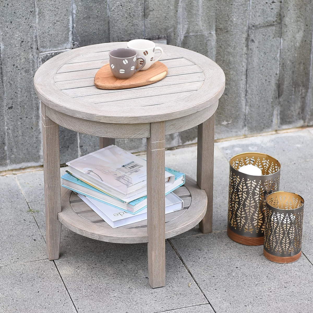 Solid Teak Round Side Table H8430