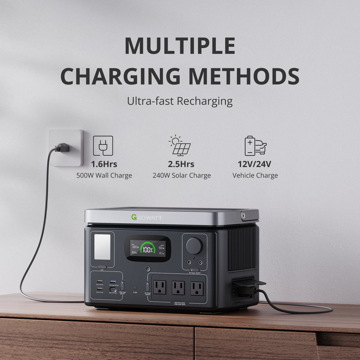 Portable Power Station 538Wh LiFePO4 600W AC Output Y97335