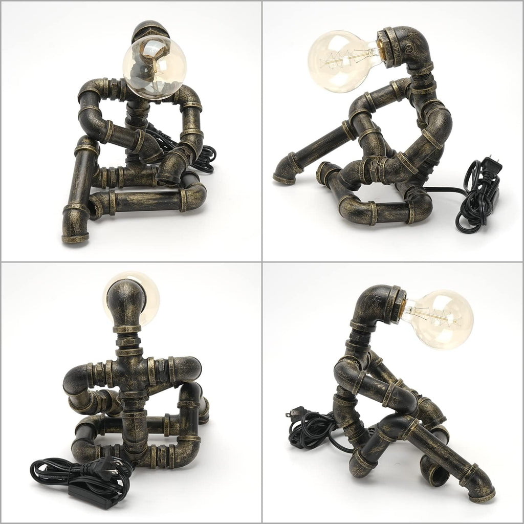 Bronze Iron Pipe Table Lamp with Button Switch U6013