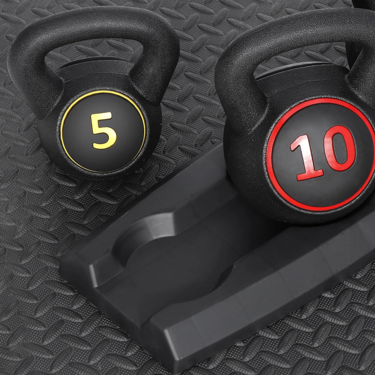 3 Piece 5lb 10lb 15lb Kettlebell Set with Storage Rack F92661