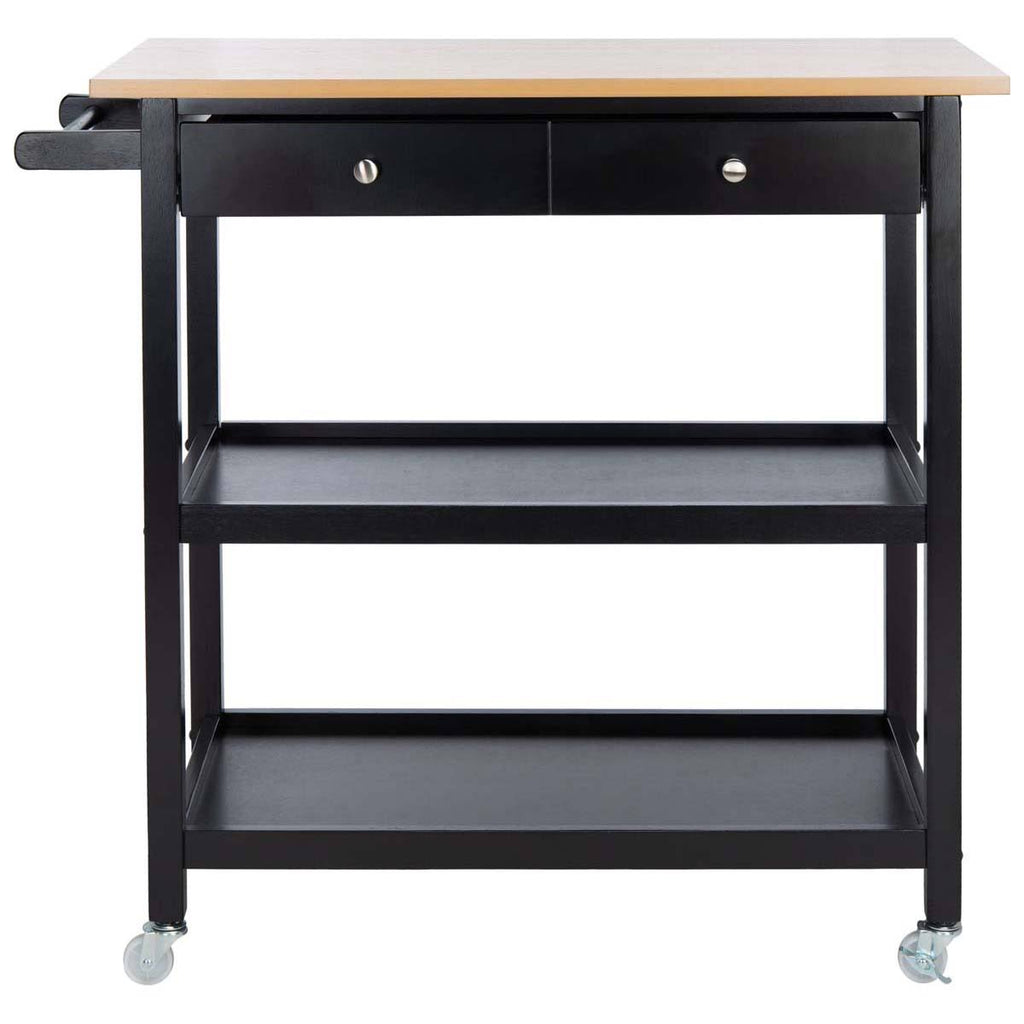 Black 2 Drawer 3 Shelf Kitchen Cart W40437