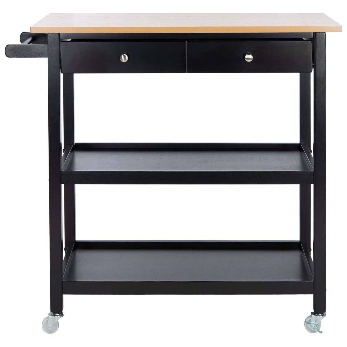 Black 2 Drawer 3 Shelf Kitchen Cart W40437