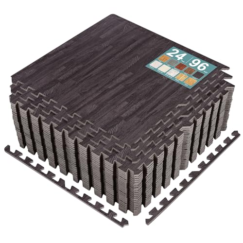 Wood Grain EVA Interlocking Floor Mats with Borders I29328