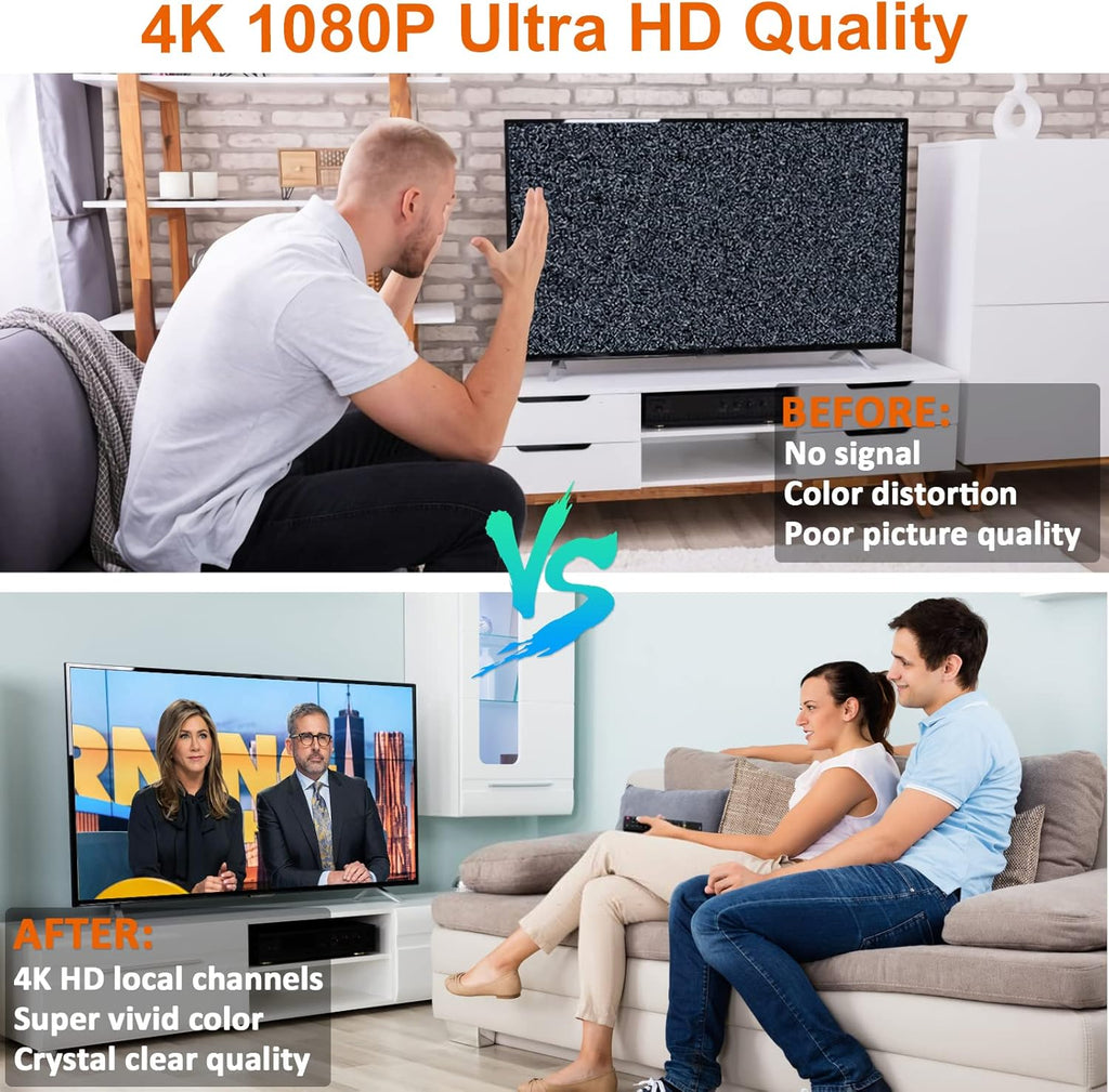 Indoor Amplified HDTV Antenna 300 Miles 4K 1080P with Coax Cable Pack of 2 L811025