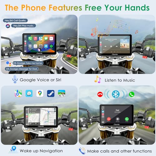 7" Waterproof Motorcycle Carplay Screen with Dual Dash Cam C954