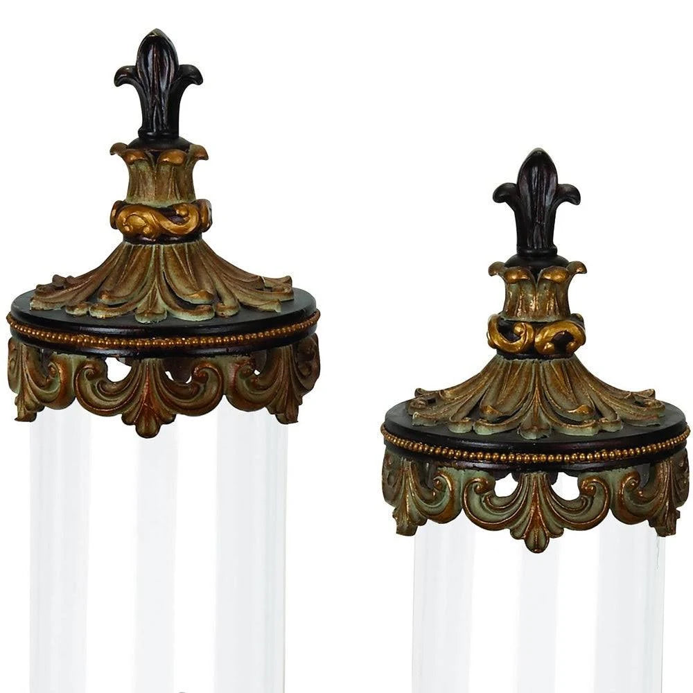 Antiqued Gold 3-Piece Glass Cylinder Canister Set V500