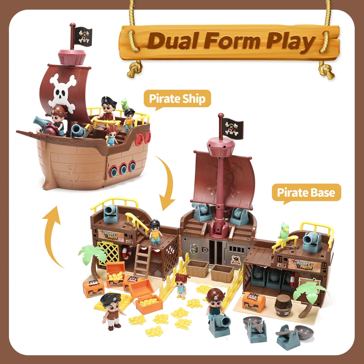 Brown Pirate Boat Toys Q643768