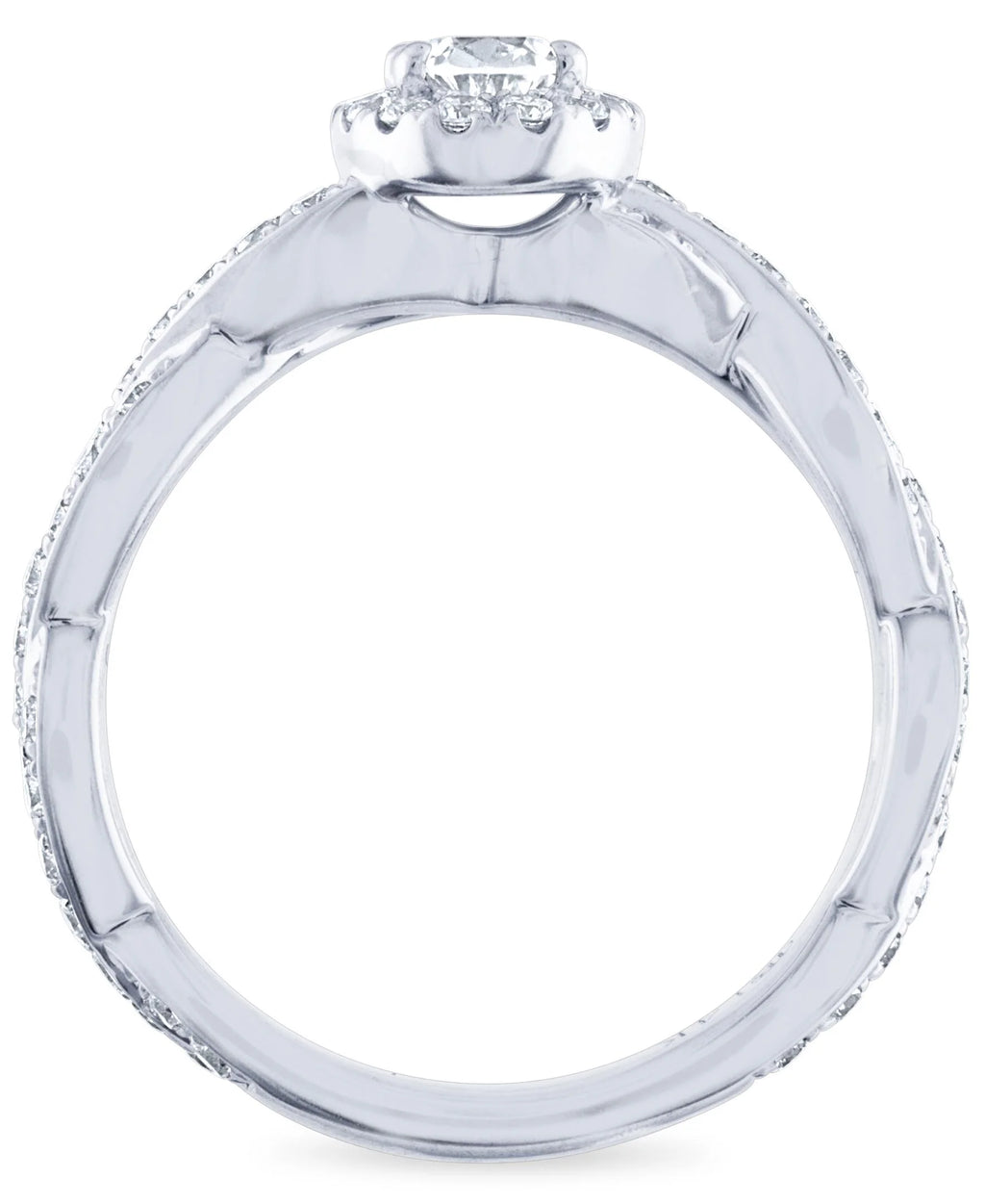 14k White Gold Diamond Halo Engagement Ring Size 7 D44426