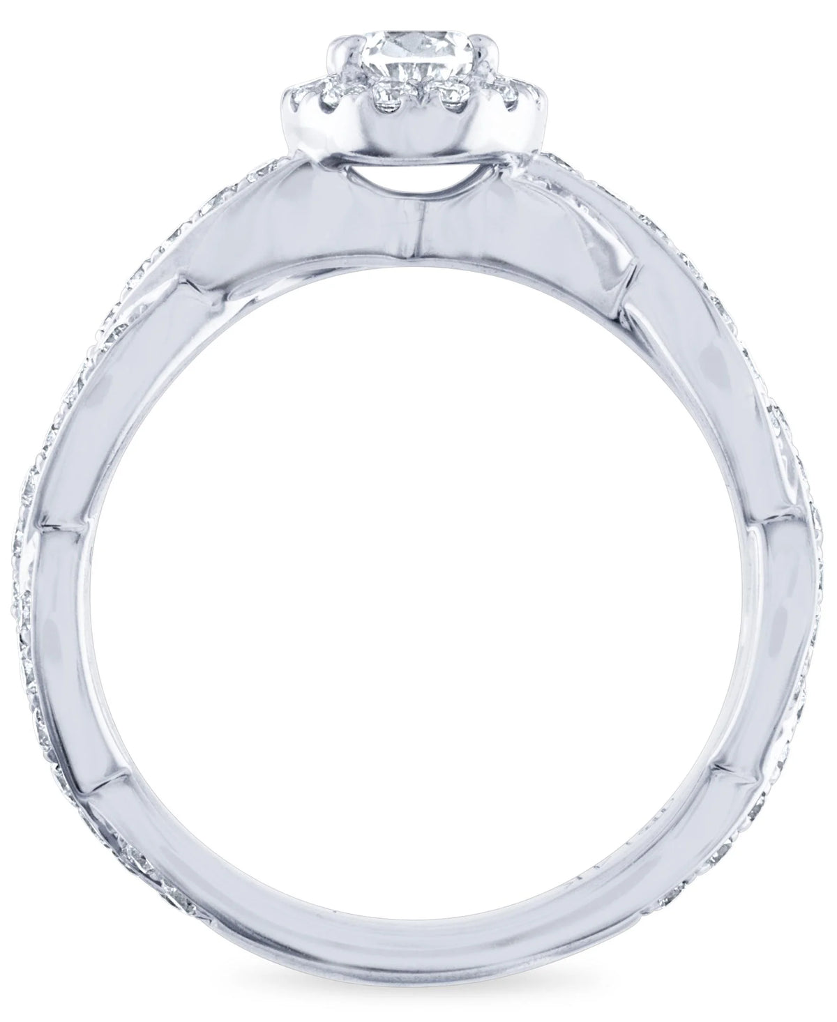 14k White Gold Diamond Halo Engagement Ring Size 7 D44426
