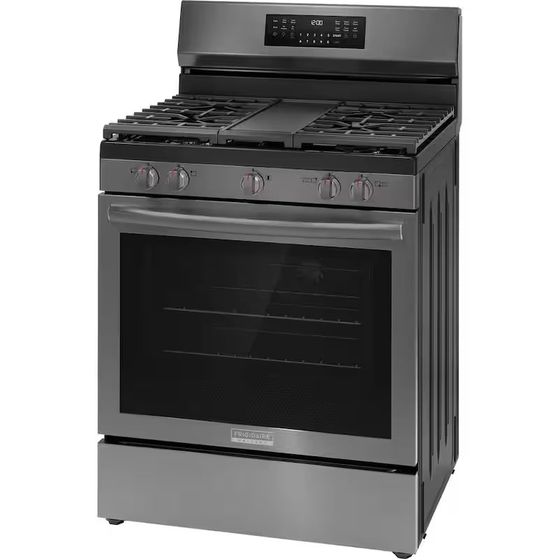 30 in. 5 Burner Freestanding Gas Range in Black Stainless Steel with True Convection and Air Fry U4558