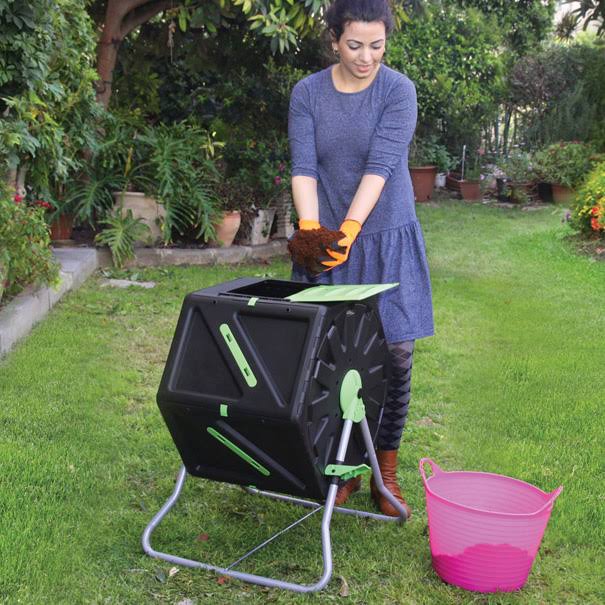 28 Gal Black Garden Composter with Hand Tool Kit D179