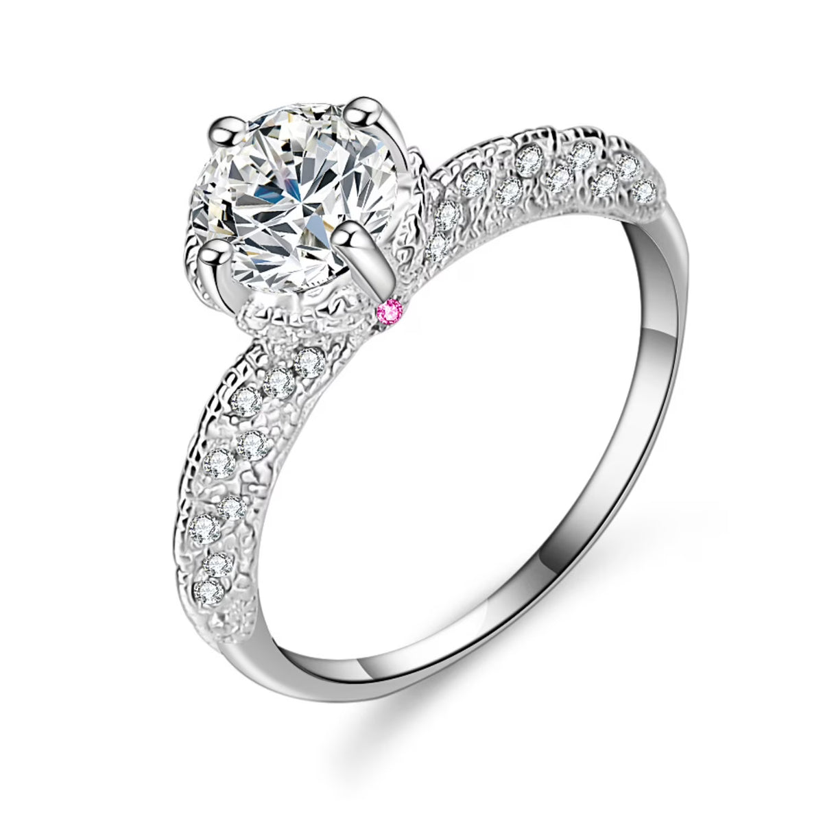 1ct VVS1 Moissanite Engagement Ring S925 Sterling Silver D672606