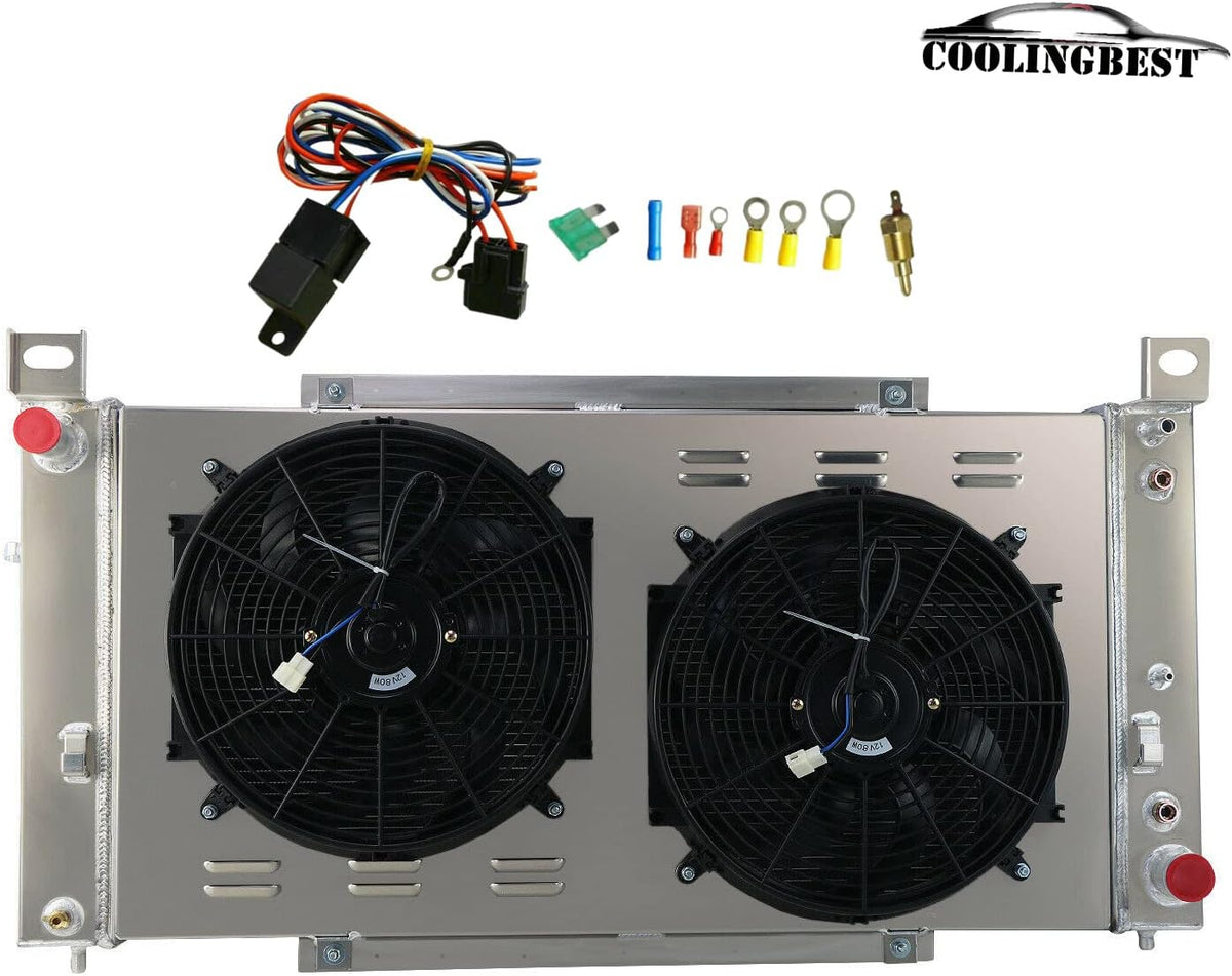 3 Row Aluminum Radiator with Electric Fan Shroud Kit B2783