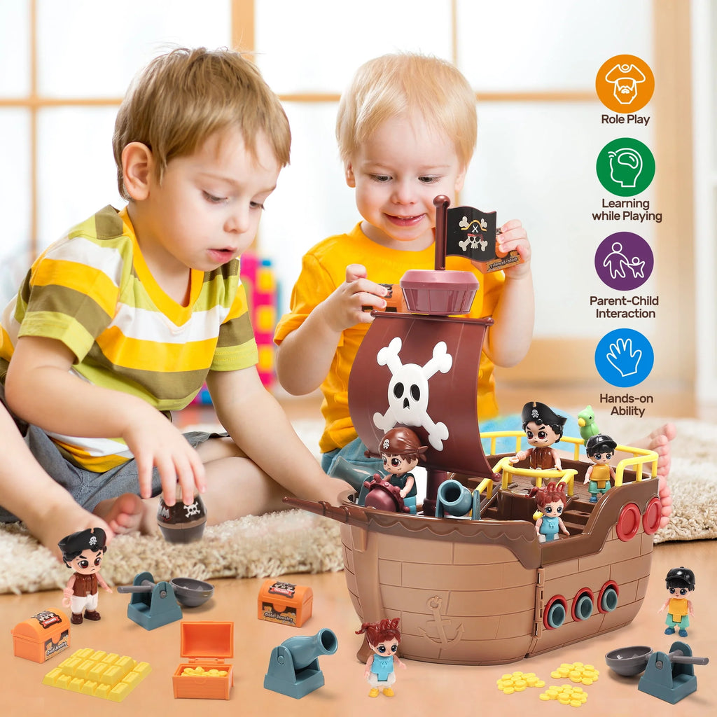 Brown Pirate Boat Toys Q643768