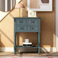 Ivory White Narrow Console Table with Three Storage Drawers and Bottom Shelf B5443