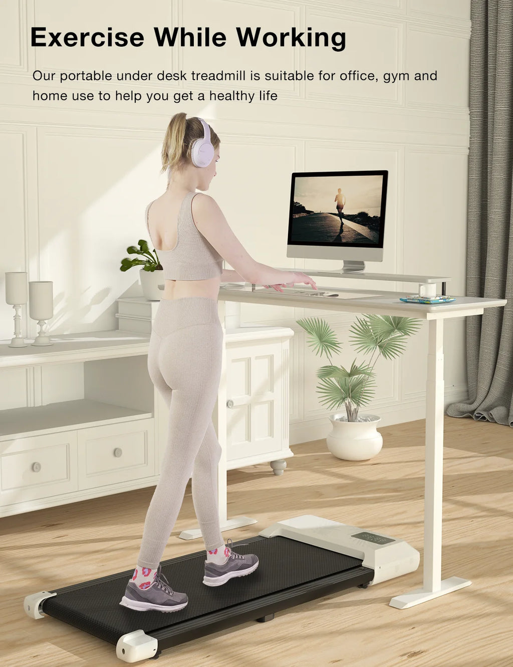 2.5Hp Walking Pad Under Desk Treadmill with Remote Control and LED Display E13166