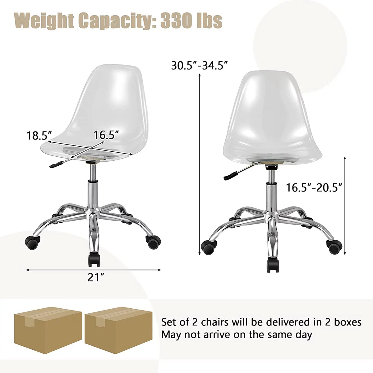 Clear Acrylic Armless Desk Chair Set of 2 X3513