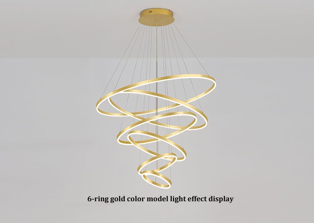 6 Rings Gold LED Chandelier with Remote Control D615