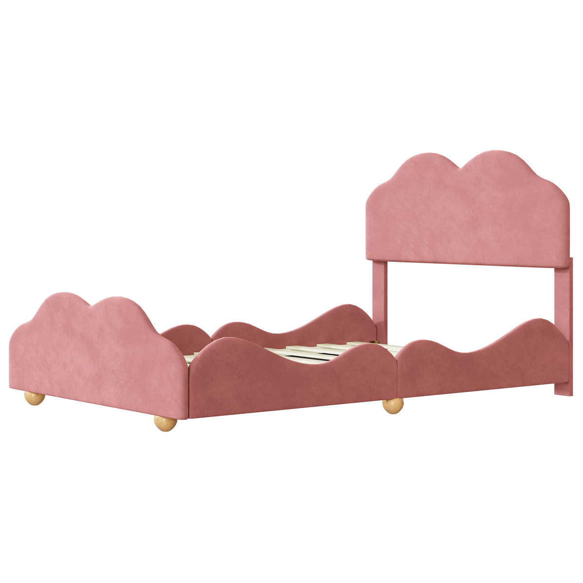 Dark Pink Upholstered Full Size Platform Bed Frame with Headboard B202681