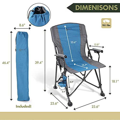 Tan & Gray Heavy-Duty Folding Camping Quad Chair with Cup Holder E3757