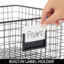 Metal Wire Food Organizer Storage Baskets with Label Slot V8895