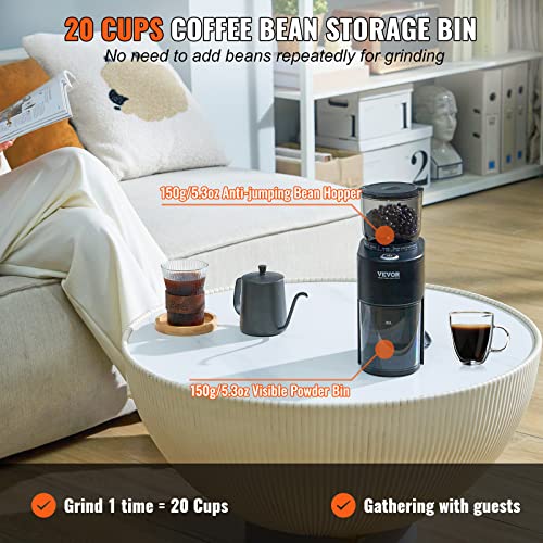Silver Electric Conical Burr Coffee Grinder with 51 Grind Settings, 9.7 oz O6981