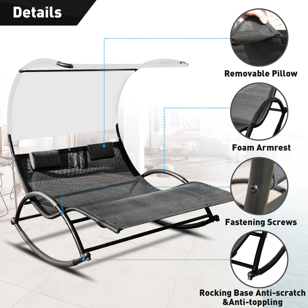 Double Chaise Lounge with Canopy and Pillows N539420