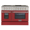 48 Pro-Style Propane Gas Dual Fuel Range with 4 Burners in Red E253