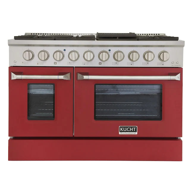 48 Pro-Style Propane Gas Dual Fuel Range with 4 Burners in Red E253