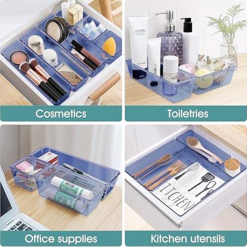 25 PCS Clear Plastic Drawer Organizer Set, 4 Sizes E225568