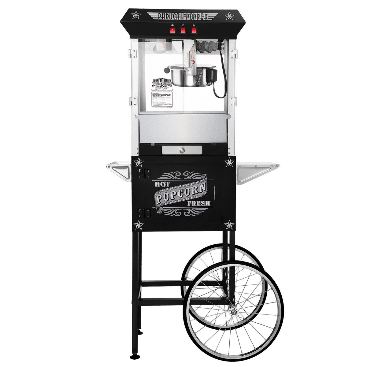 Black Antique Style 8oz Popcorn Popper Machine with Cart V745