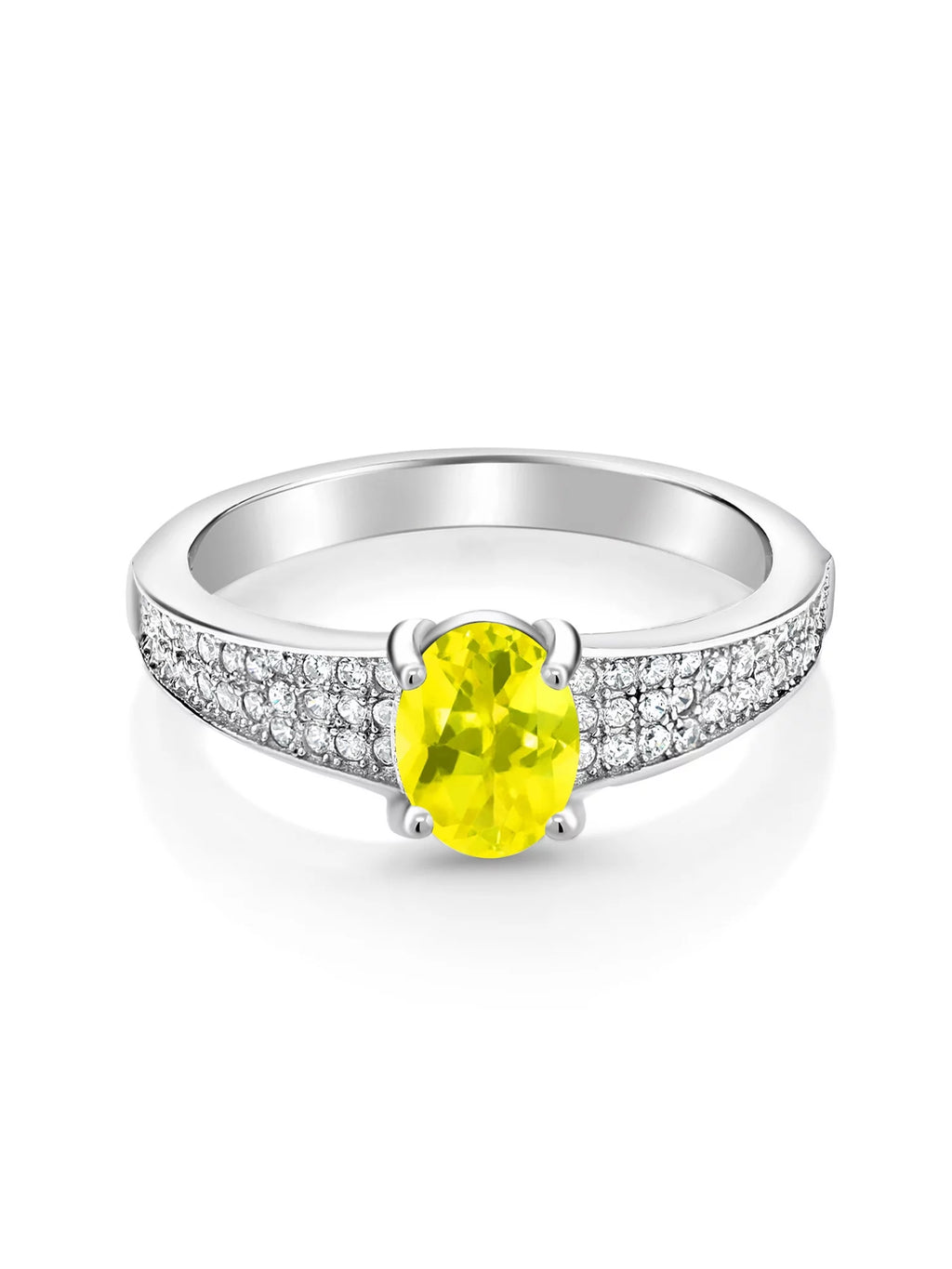 925 Sterling Silver Canary Mystic Topaz Engagement Ring Q369