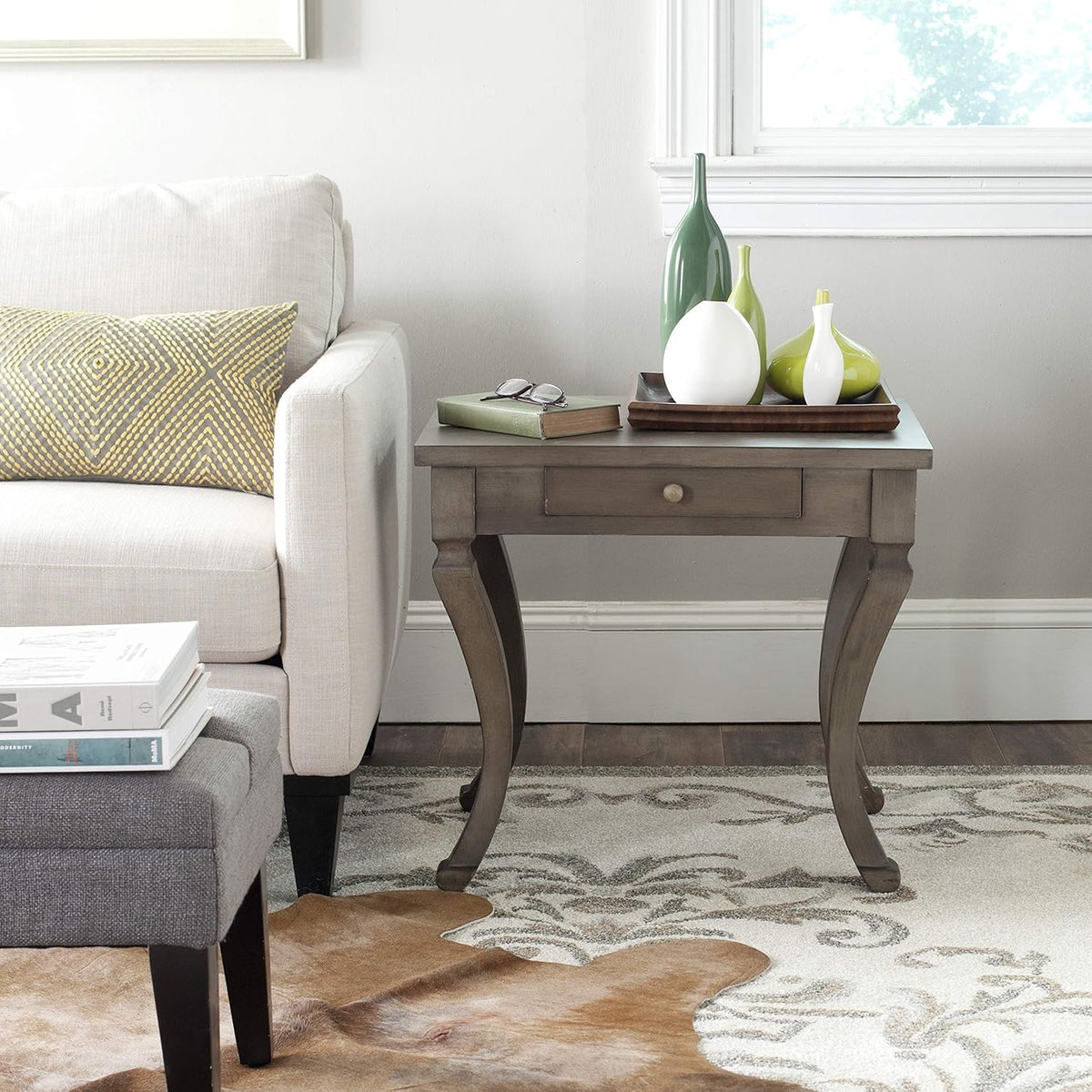 Brown One Drawer Storage Side Table V34108