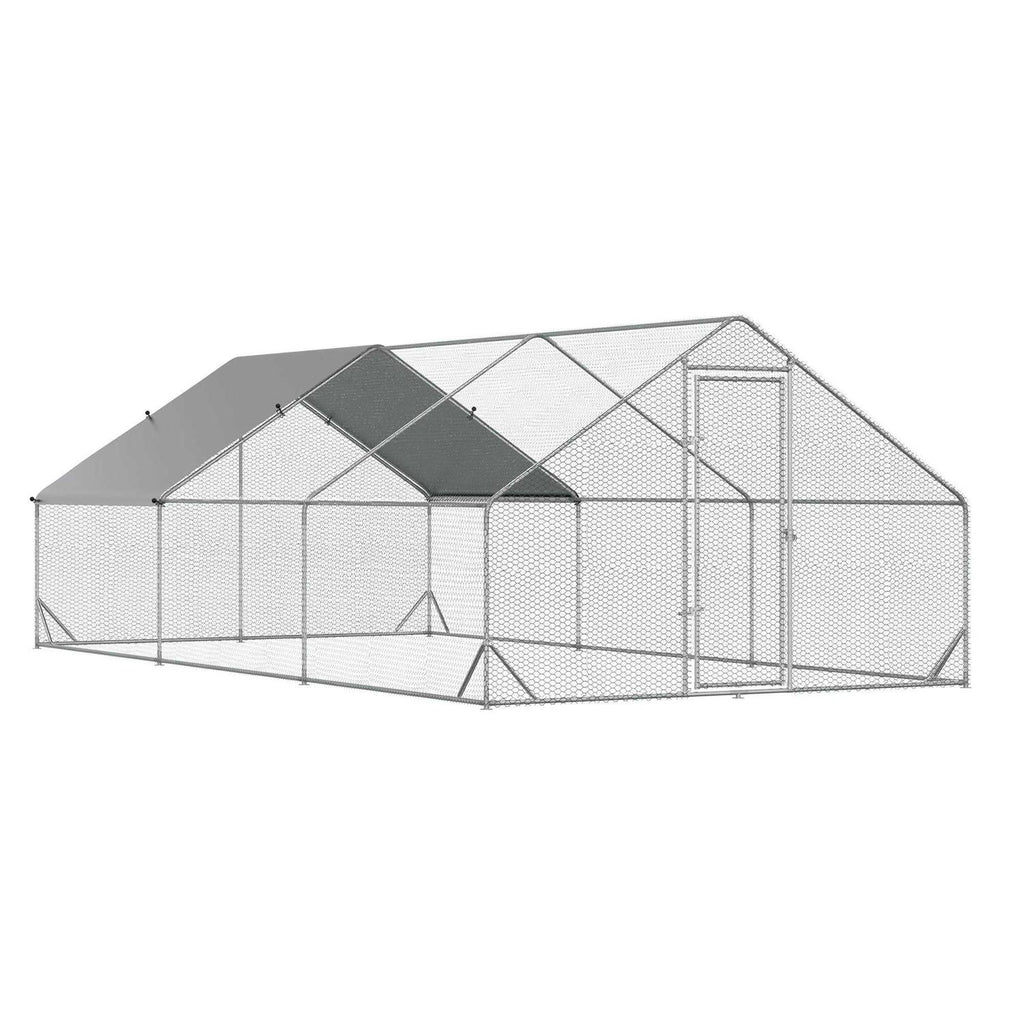 Large Metal Chicken Coop with Cover and Lockable Door I793