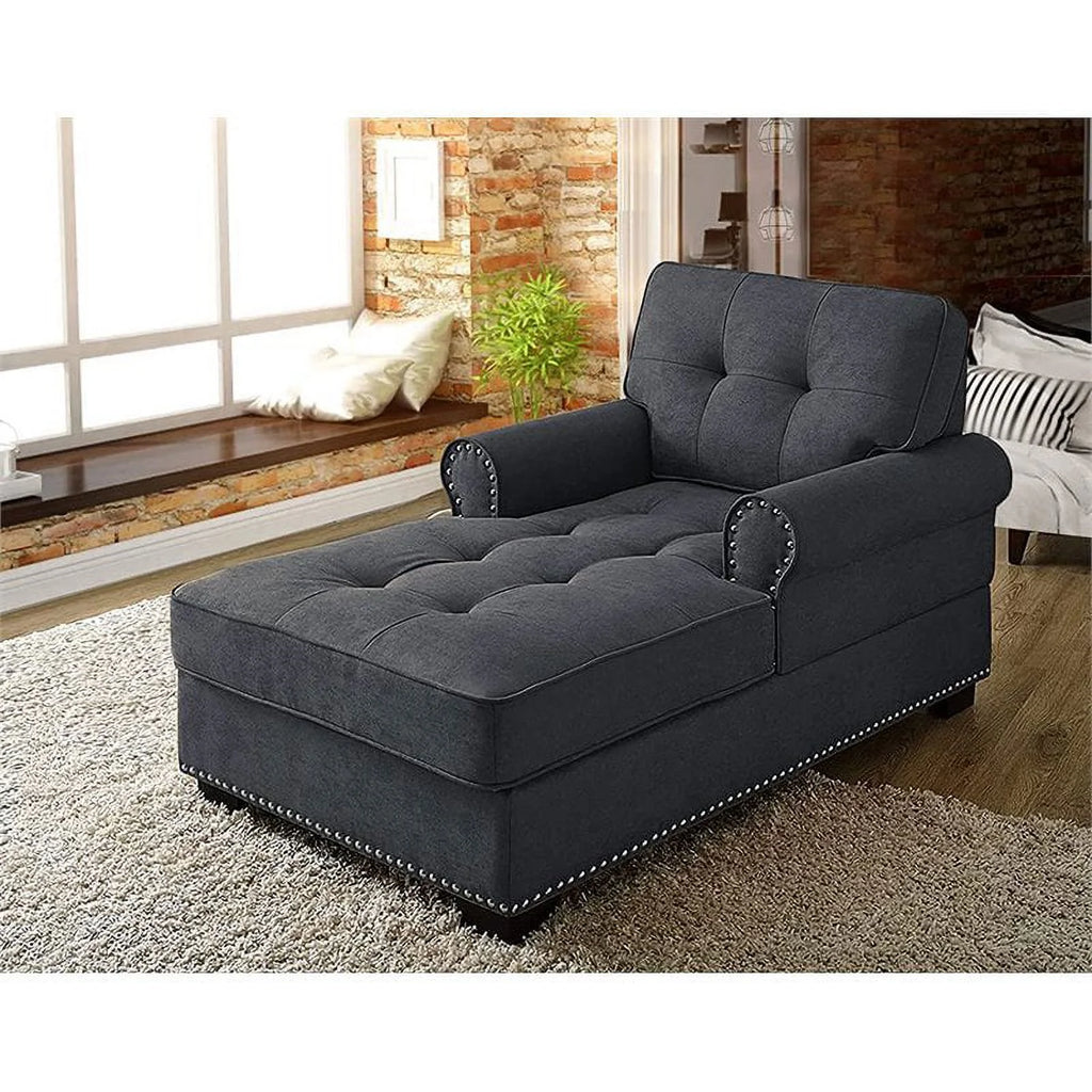 Gray Linen Fabric Indoor Chaise Lounge Y408