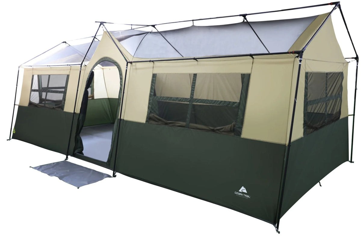 12 Person 3-Room Cabin Tent, Green R44492
