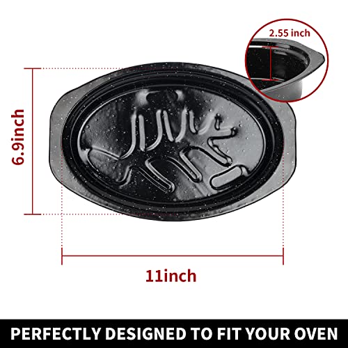 Black Enamel on Steel Oval Roaster Pan with Lid T99339